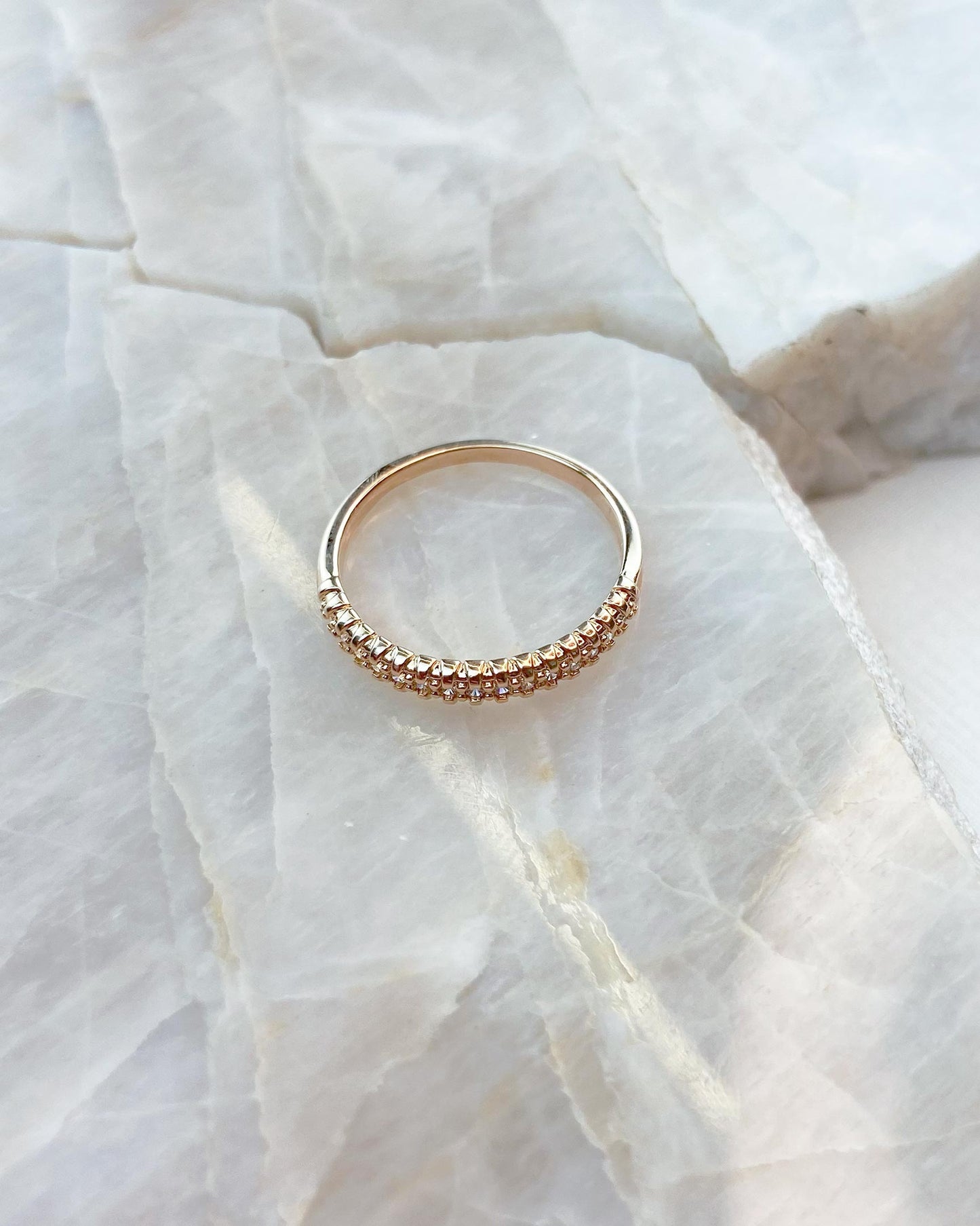 Anel Cravejado Duas Fileiras de Zircônias N.º 14