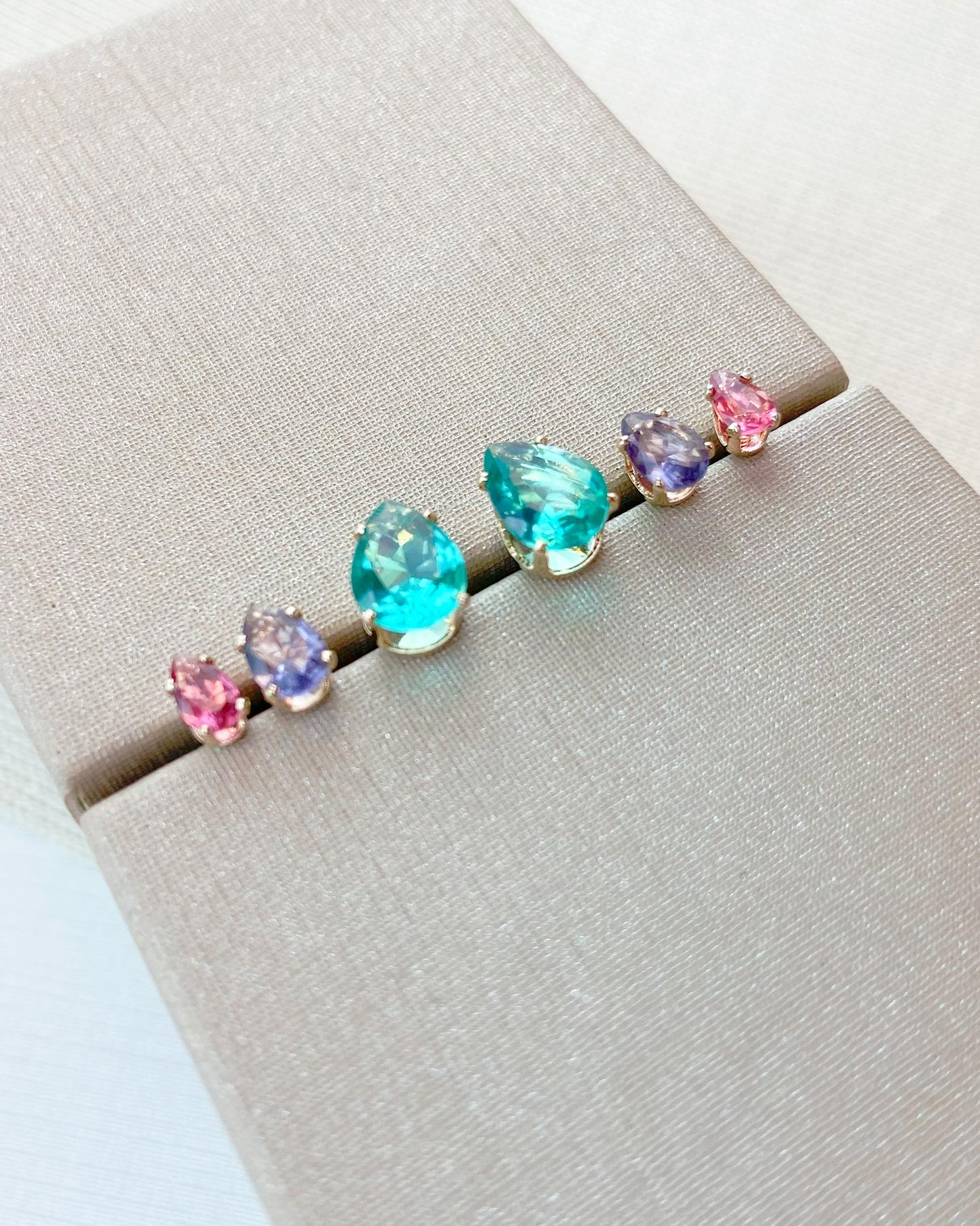 Trio Brincos Zircônia Gotas Colors