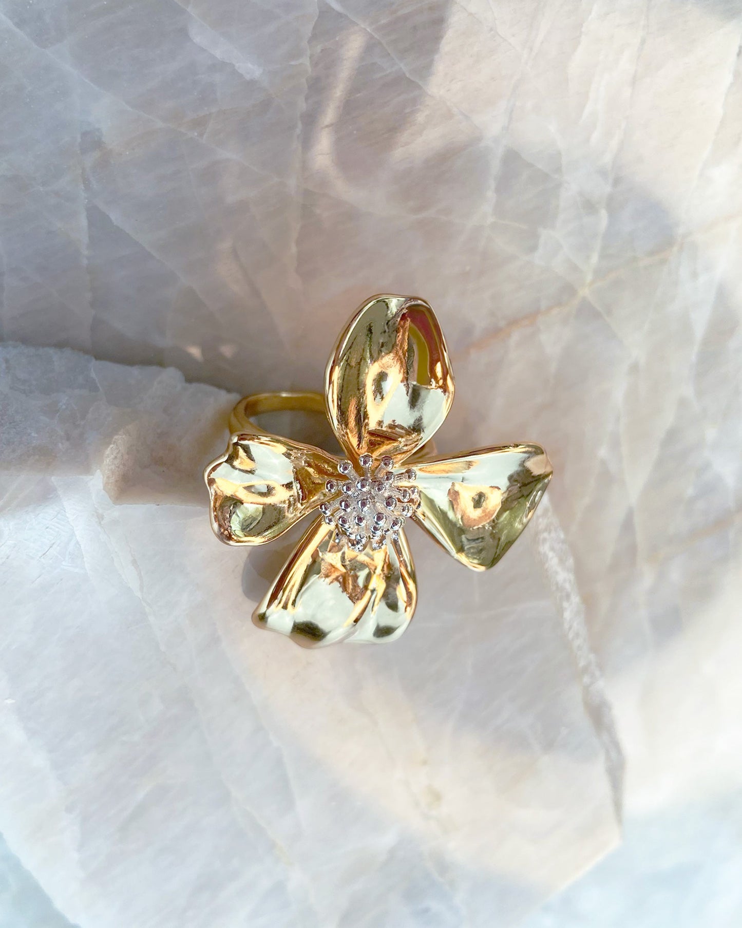 Anel Flor Quatro Pétalas